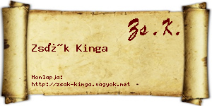 Zsák Kinga névjegykártya