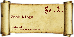 Zsák Kinga névjegykártya